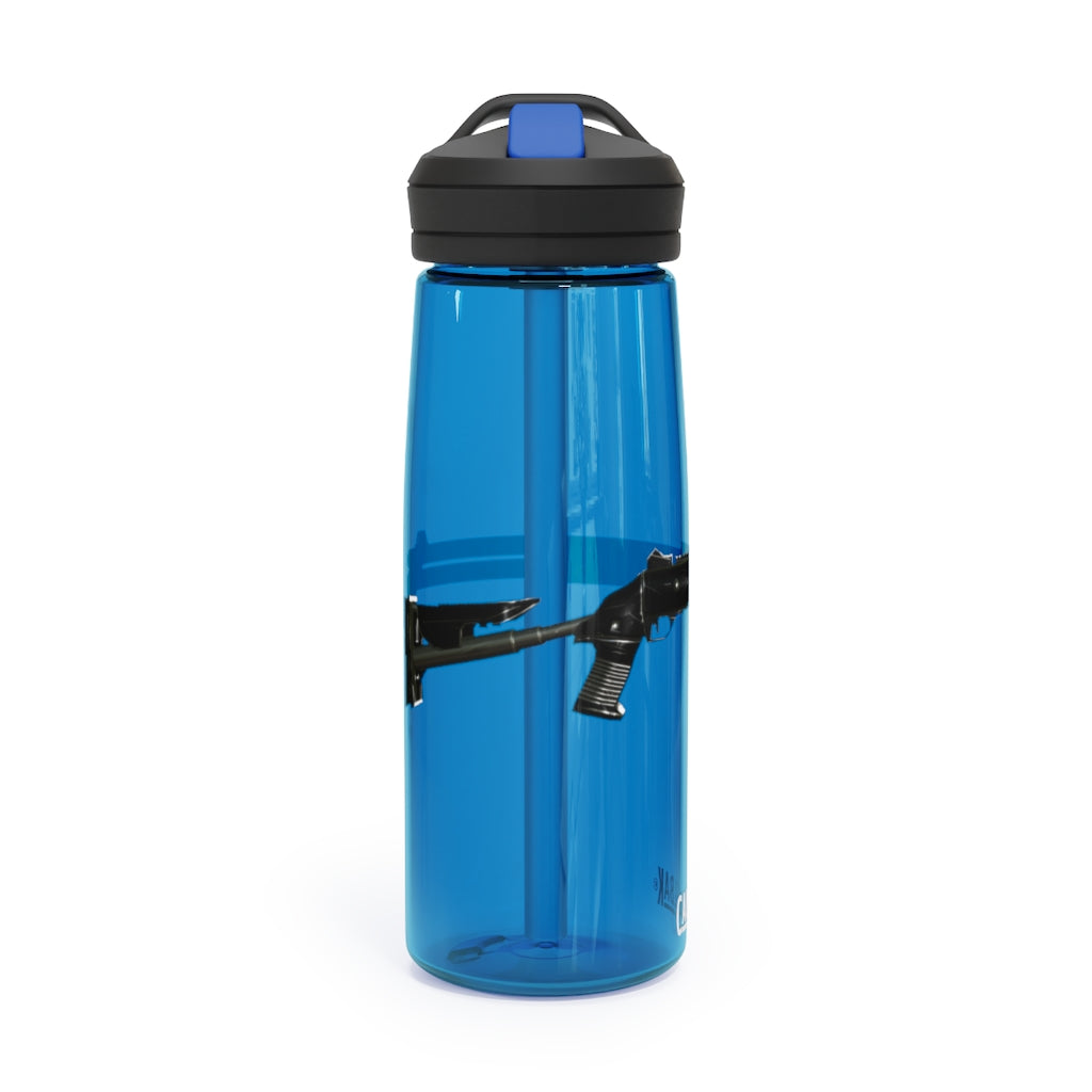 CamelBak Eddy® Water Bottle in 20oz and 25oz sizes, made from durable Tritan™ material, featuring a spill-proof biting valve and easy-carry handle.